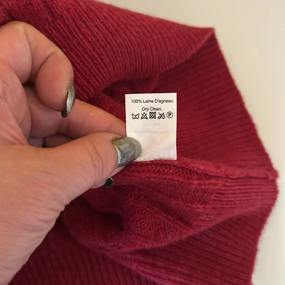 J. Crew  Red 100% Lambs wool  Cable Knit Crew Neck Sweater Size Men's XL